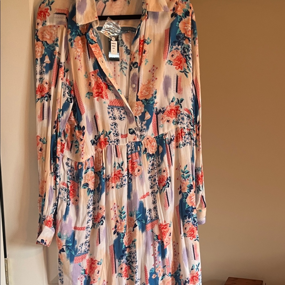 Tolani Multicolor Floral Long Sleeve Dress